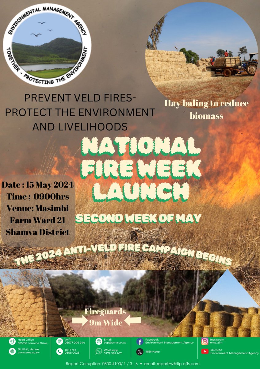 All are invited to the National Fire Week Launch in Shamva, Mash Central Province.

#preventveldfires 
#protecttheenvironment