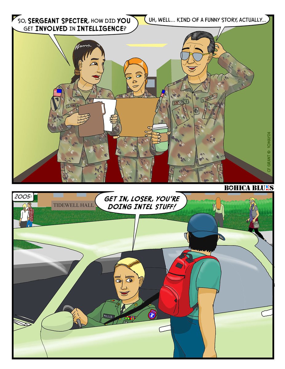 New BOHICA Blues is up!
'And So, My Journey Began...'
#webcomics #comics #bohica #army #veterans #illustration #cartoons #makecomics #indie #miltwitter #ArmyIntelligence