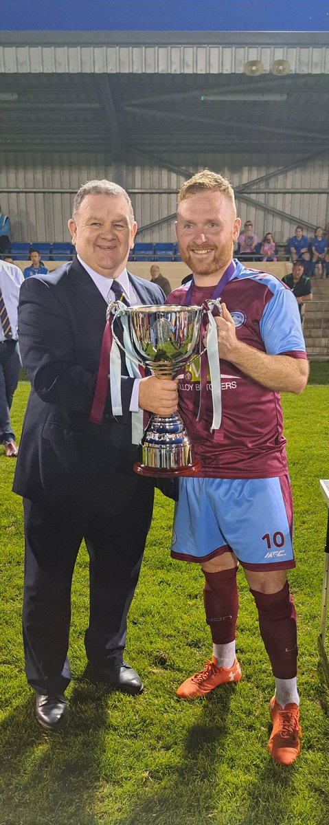FandWLeague's tweet photo. Mulhern Cup Final Result 

Tummery Athletic 3-2 Dergview Reserves 

Fermanagh and Western Football Association Chairman Enda Love presented Gerard Duddy with the Man of the Match award. 
 
Congratulations to Tummery Athletic, who lifted the Cup for the 6th time! https://t.co/IIwLTAu6nw