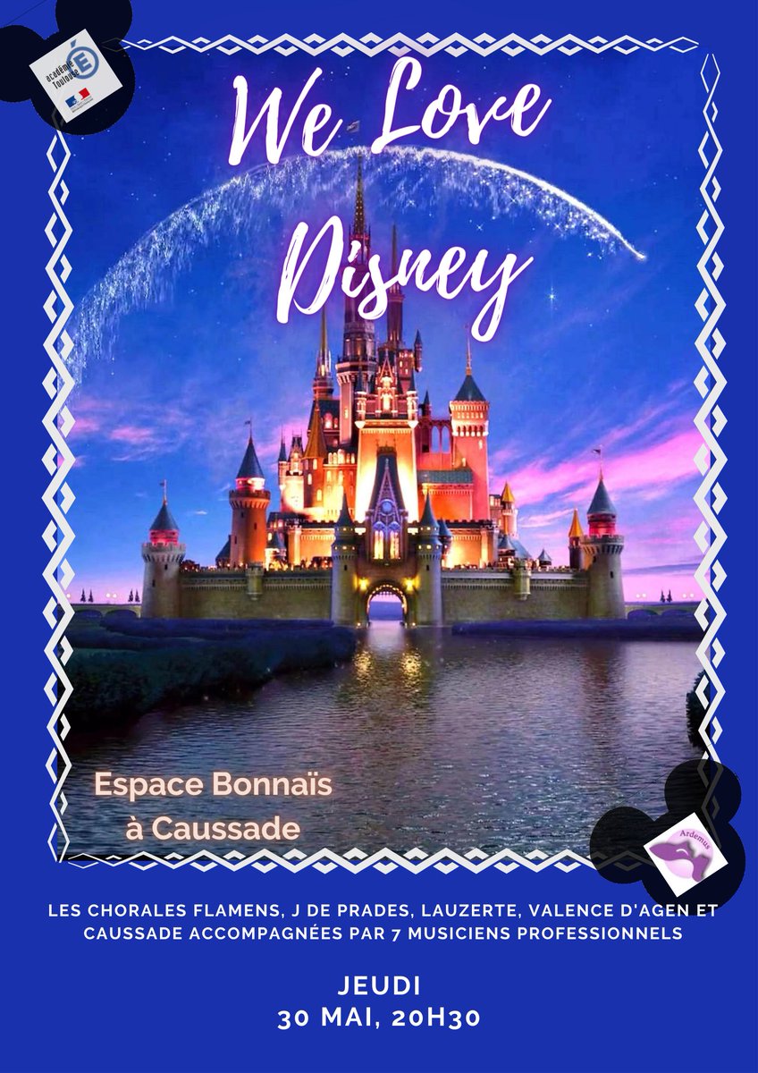 2e concert « We love Disney », Espace Bonnaïs de Caussade, clgs P. Darasse de Caussade, P. Flamens de Castelsarrasin, J. de Prades de Castelsarrasin, J.Rostand de Valence d'A. &amp; Pays de  Serre de Lauzerte. #MusiqueToulouse <a href="/DAACToulouse/">DAAC Toulouse</a>