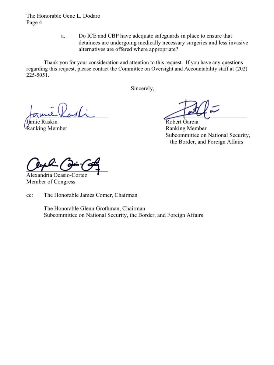 Too often, we’ve heard horrifying stories of migrants being forced into unnecessary surgeries or receiving urgent medical care too late. That’s why we’re joining @RepRaskin & @RepRobertGarcia to ask @USGAO to investigate medical care provided to migrants in detention facilities.