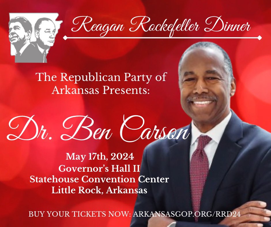 We are one week away from our 2024 Reagan Rockefeller Dinner featuring Dr. Ben Carson! Grab your spot today before we sell out the building! #argop #arpx