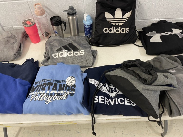 MuhlenbergNorth's tweet photo. Our current post and found. Please have students pick up items before next week ends.  After that they will be donated/discarded. https://t.co/U7RlQyCqJJ