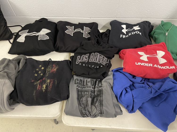 Our current post and found. Please have students pick up items before next week ends.  After that they will be donated/discarded.