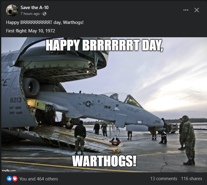 SentinusPrime's tweet image. #justbrrtit #a10warthog #a10thunderbolt #savethea10