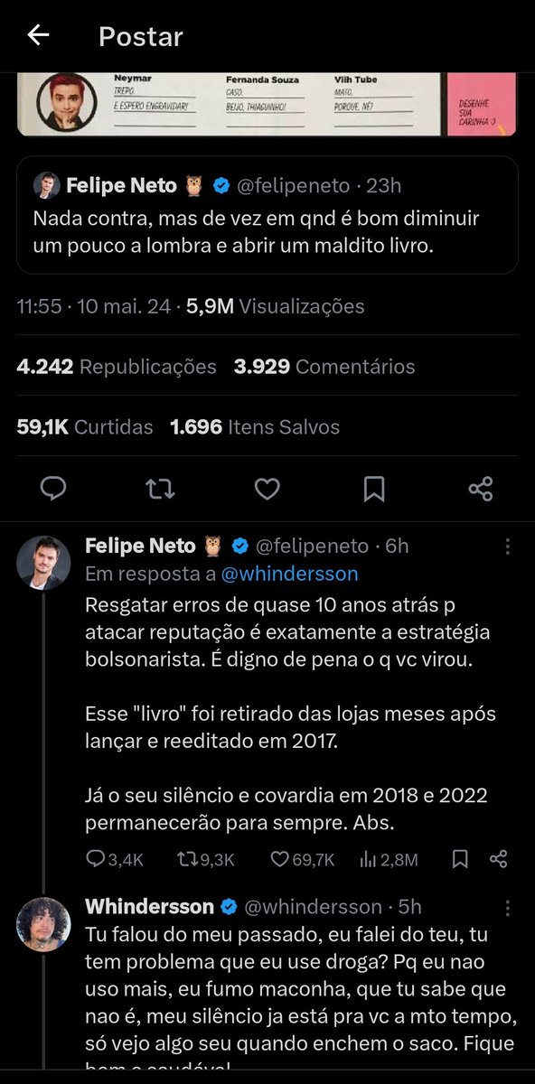 Nesse momento o cérebro do NPC explode 

Quem defender nessa briga de titãs da internet brasileira kkkkkkkkkkkkkk