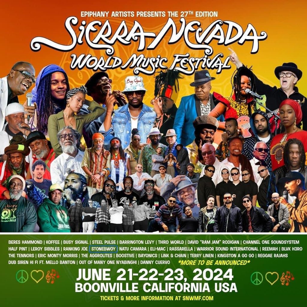 Attention Bhimnatives ‼️ My GOAT @stonebwoy 👑 will be live at the 'SIERRA NEVADA WORLD MUSIC FESTIVAL'🔥🚀 📍 Booneville California 🇺🇲 🗓️21-22-23, June 2024 Always putting Ghana on the map🇬🇭🌍🚀