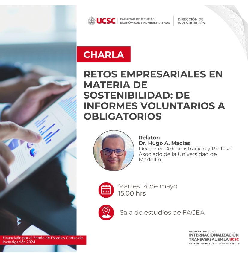 Invitados el próximo martes 14 de mayo a una de las actividades que desarrollará el Dr. Hugo Macías durante su estancia de investigación en la UCSC
