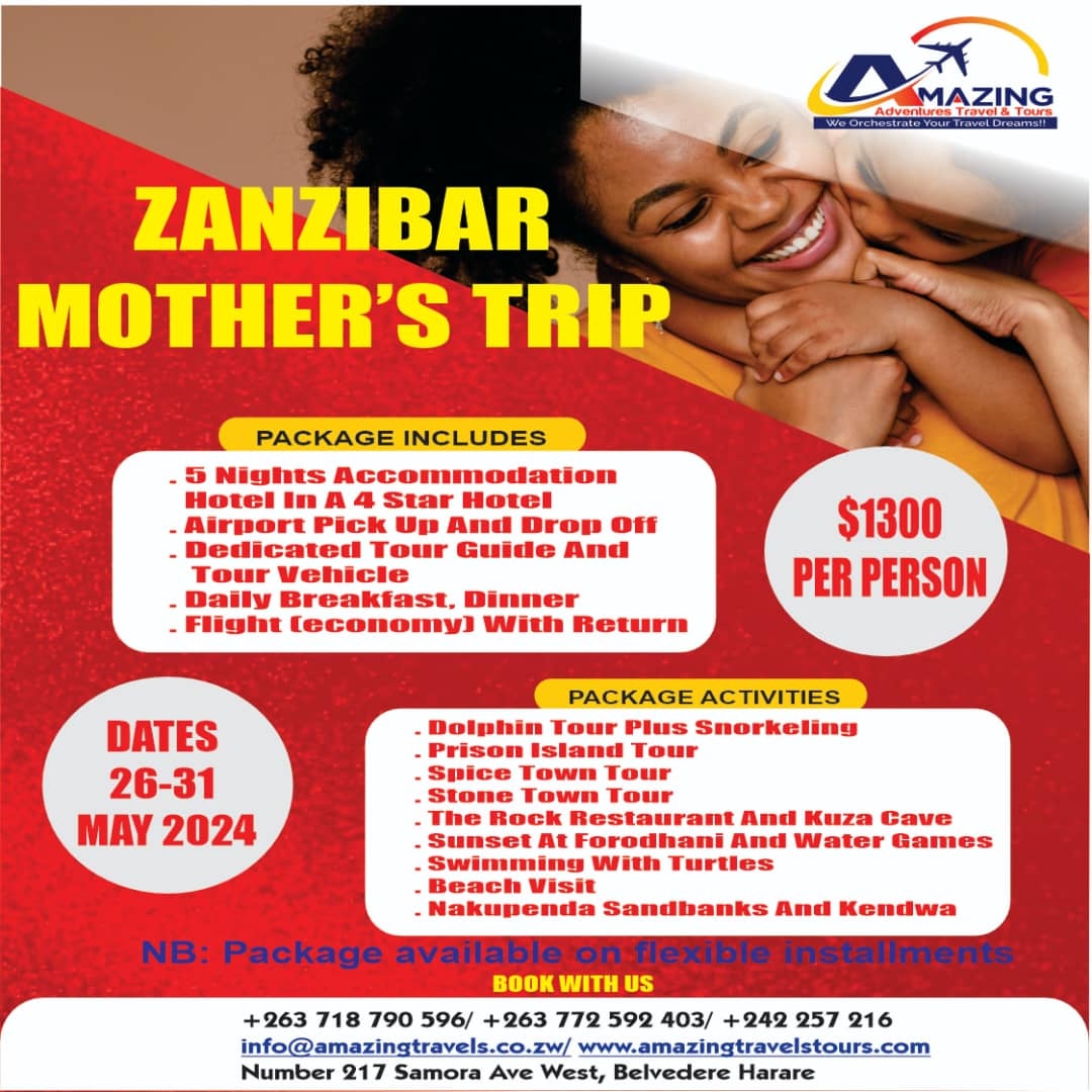 AmazingAdventzw's tweet photo. 💓Mothers Day ZANZIBAR Trip 2024💓🤱

Dates :26-31 May 2024💃💃💃
Price :$1.300per person https://t.co/4qC7YCjVEw