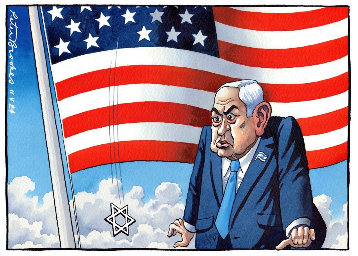 Peter Brookes on #Netanyahu #Biden #IsraelHamasWar #USArms #ArmsSupplies #RafahUnderAttack – political cartoon gallery in London