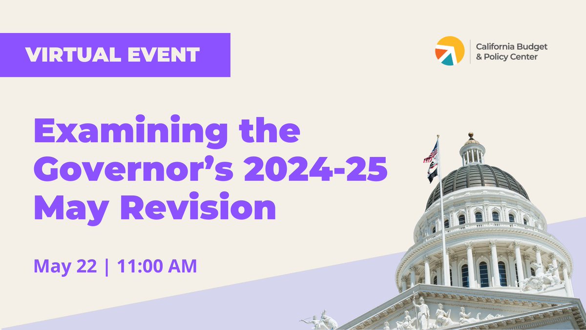 How will policymakers navigate and prioritize spending in the face of a challenging fiscal landscape? #CAbudget Our team of experts will dive deep into that and what the updated spending proposal means for Californians. ⚡ Join us on 5/22 to learn more. calbudgetcenter.org/event/examinin…