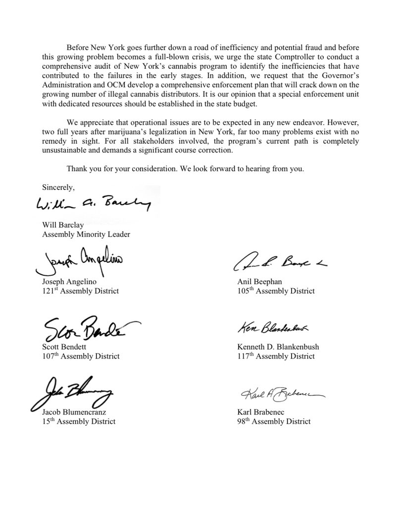 In March 2023, Assembly Republicans wrote to the Governor & Comptroller demanding an audit of the Office of Cannabis Management amid the state’s incompetent cannabis rollout. Change was sorely needed. But NY deserved action long before today’s Friday afternoon news dump.