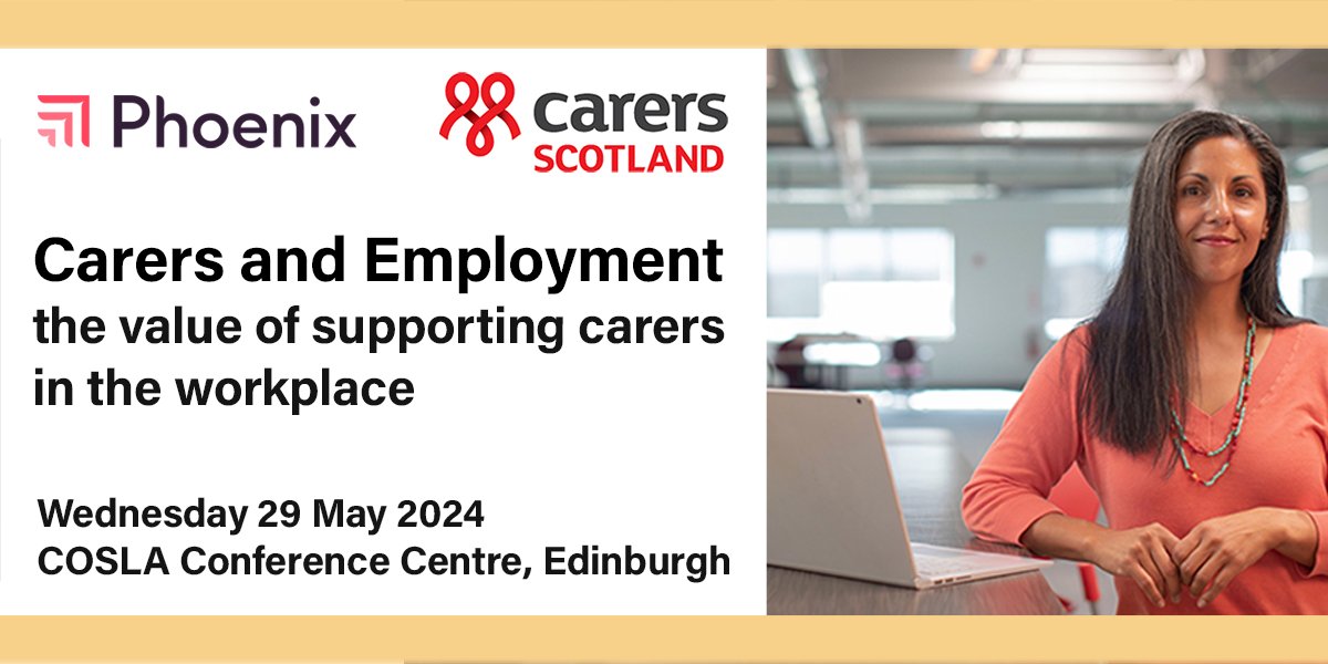 There is still time to get your tickets for the Carers Scotland 'Carers and Employment Conference'. 🗓️29th May at COSLA Conference Centre, Edinburgh. See the full agenda and book your place here: bit.ly/CarersandEmplo…