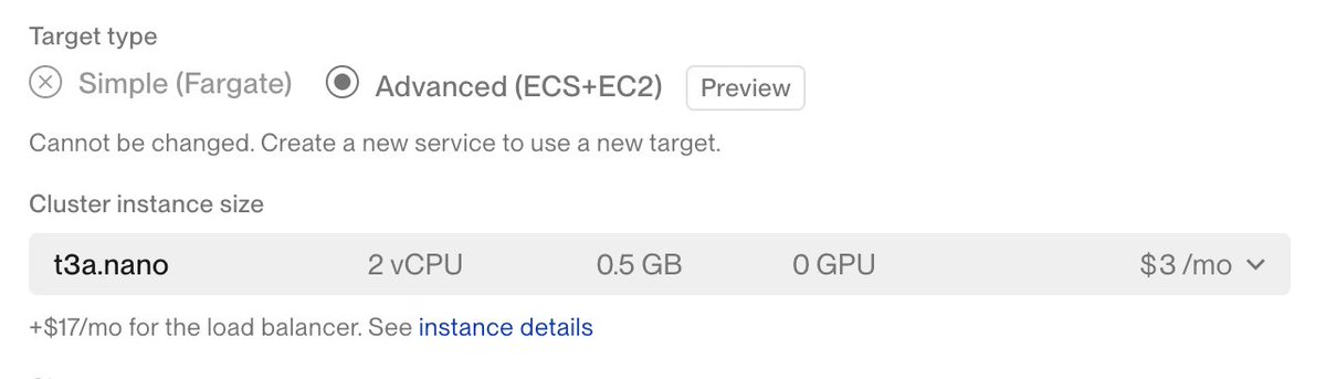 You can now run $3/month nano EC2 instances via @Flightcontrolhq 🚀 The web services need a $17/mo load balancer, but the worker services do not.