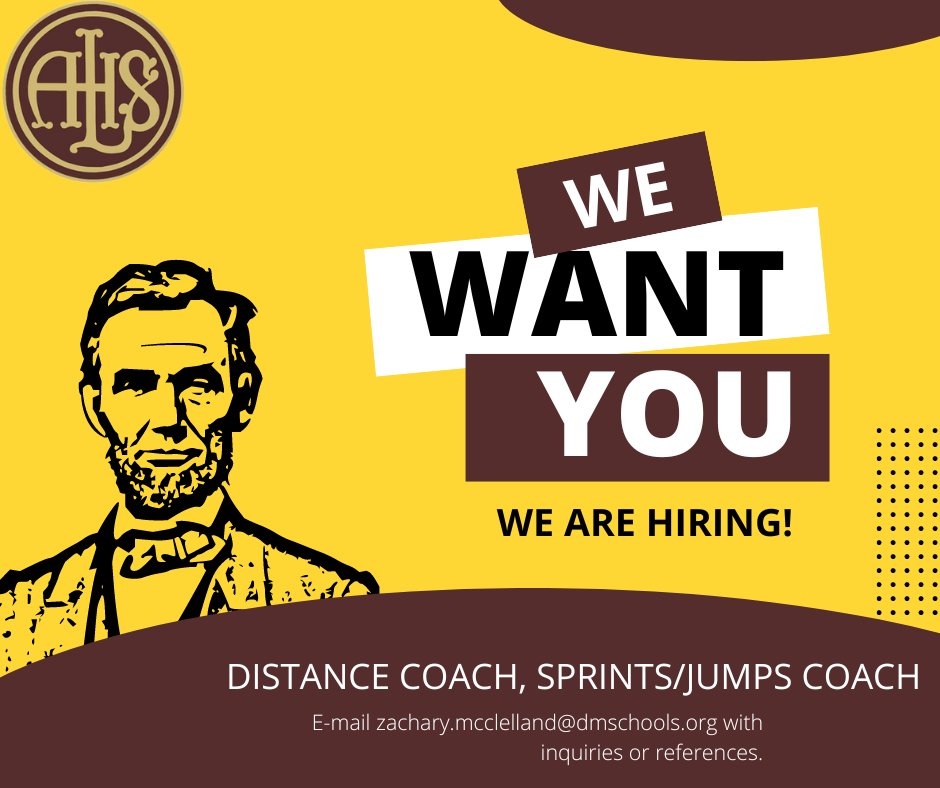 We are hiring assistant coaches for the 2025 season! Current needs are a distance coach &amp; a sprints/jumps coach. Boys &amp; Girls Cross Country Head Coach positions are also vacant. Lincoln also has teaching openings in science, math, and business. 
Please DM or e-mail if interested!