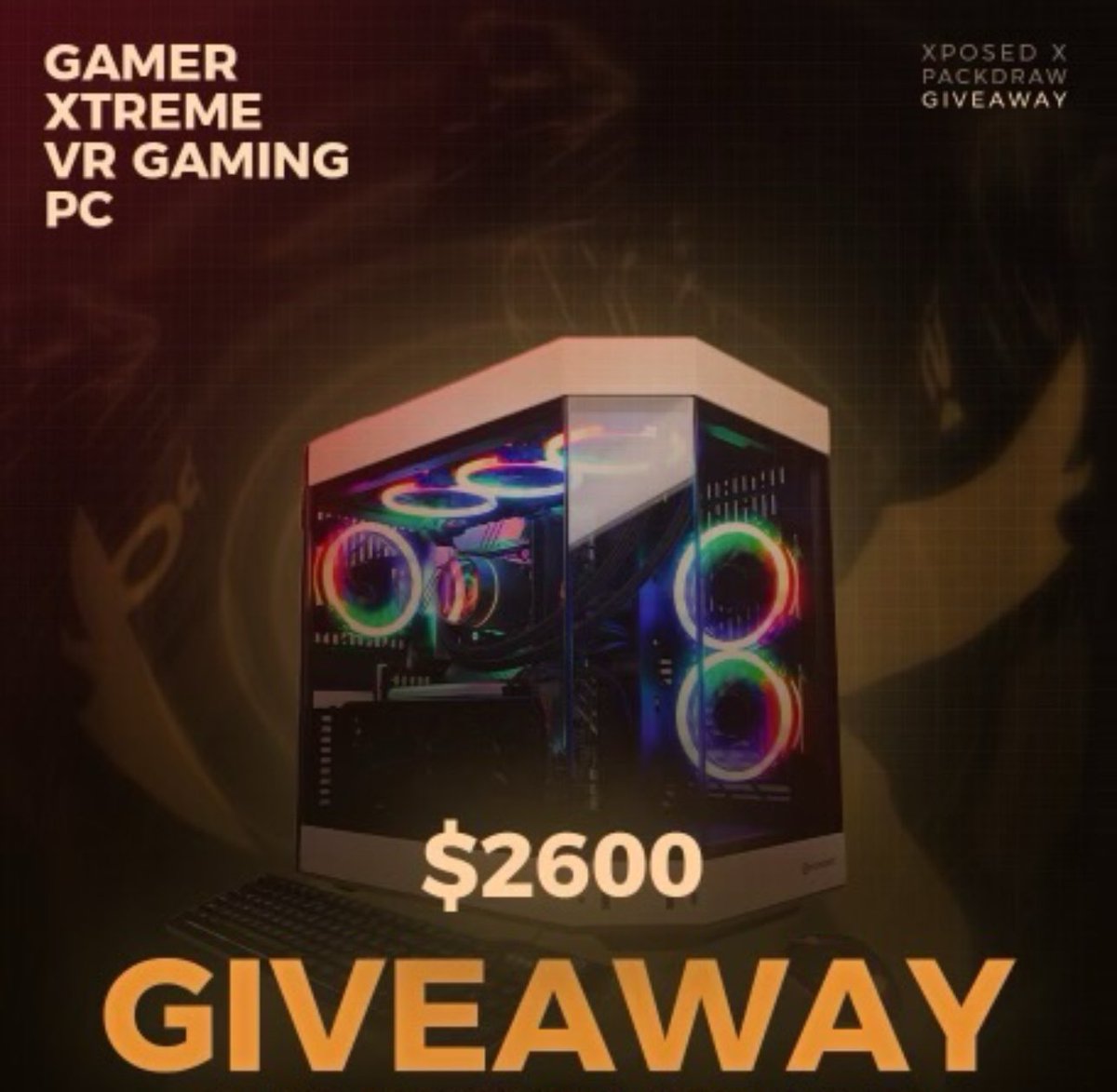 ⭐️PC GIVEAWAY⭐️

🚨(2) Gamer XTREME VR Gaming PC Giveaway! ($2600) 🖥️ 🚨

To Enter: ⭐️
- Follow me + @PackDraw ✅
- Repost ✅
- Tag one friend ✅

Rolls in 1 week ⏰ *can be redeemed for crypto*