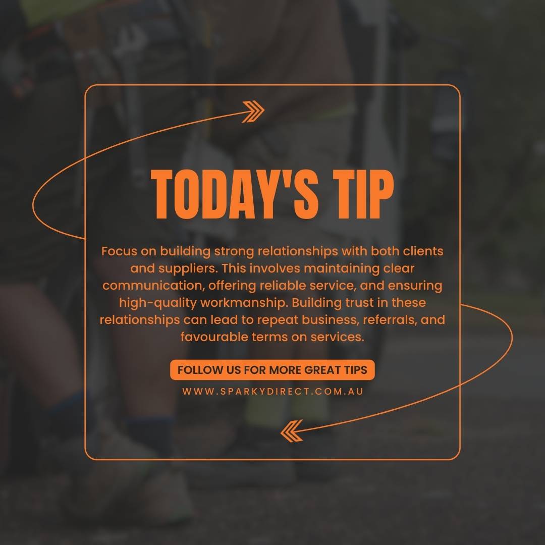 Sparkydirect's tweet image. Today&apos;s Tip! Boost your business by building strong relationships and staying industry-savvy! 🚀✨
.
.
.
#TradeSuccess #GrowthTips #SparkyDirect #Sparky #Electrical #Trade #Trades #Business #Tip #Hack #Success
