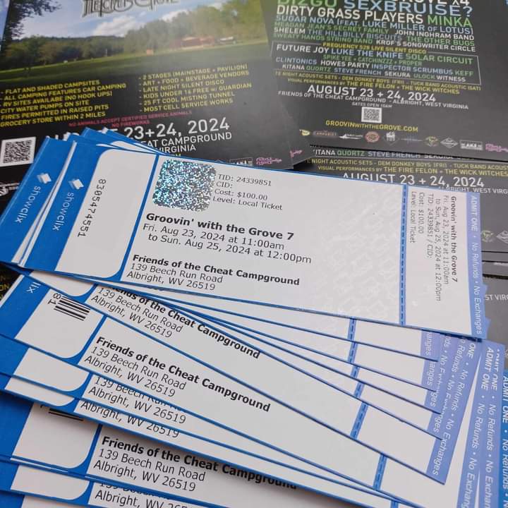 GroovinWV's tweet image. Starting this Monday 5/13 you can purchase $100 Groovin' with the Grove 7 physical tickets from any of our sponsors or local/regional artists playing on the event. You will save $40 + fees on the gate pice by buying @123pleasant @BlackBearMotown @ChestnutBrews @TheLoudWV
