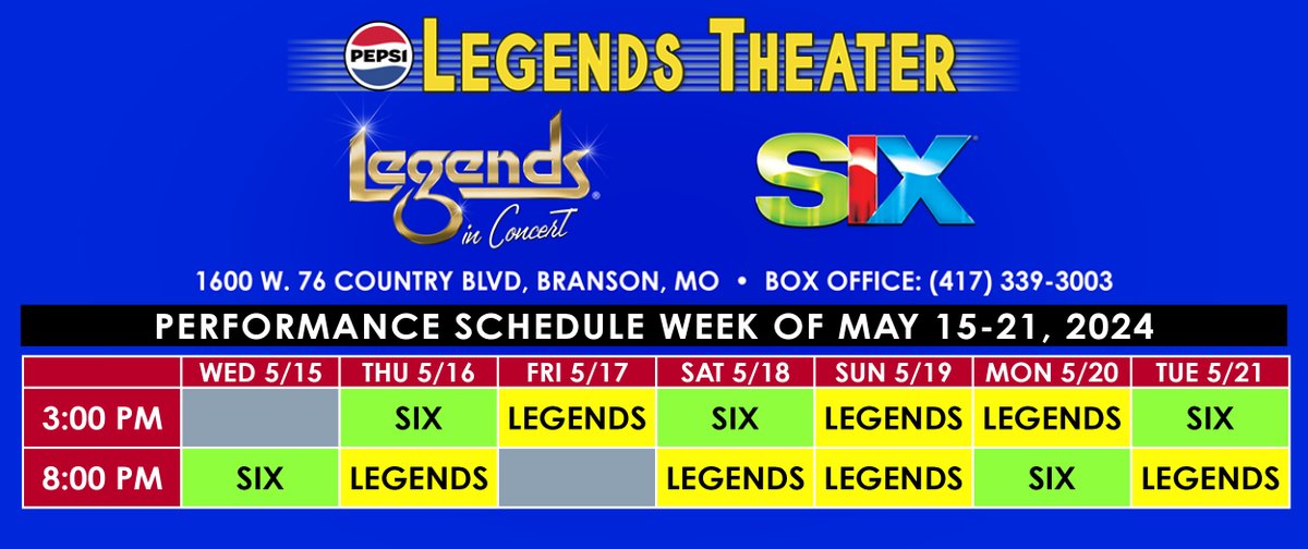 WE hope YOU join us this week for some good music, laughter, and memories!
#legendsinconcert #bransonmo #bransonmissouri