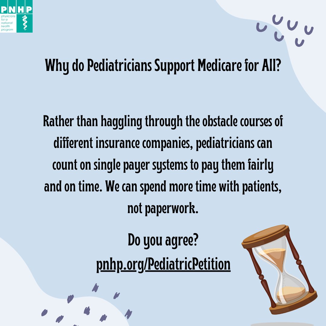 Pediatricians are all in on #SinglePayer #MedicareForAll because nobody should have to waste their time fighting with health insurance corporations. Do you agree? Sign our petition at pnhp.org/PediatricPetit…