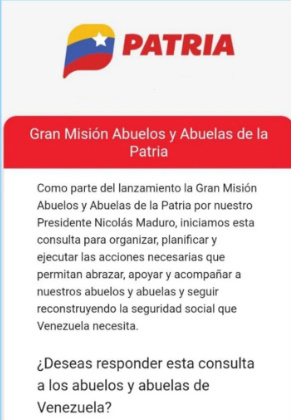 #ATENCIÓN: Nueva encuesta del #SistemaPatria de la Gran Misión Abuelos Y Abuelas De La Patria. ✅ Encuesta disponible solo para personas de adultos y adultas mayores.🧓👴 #VenezuelaFestivalDeAmor #10May