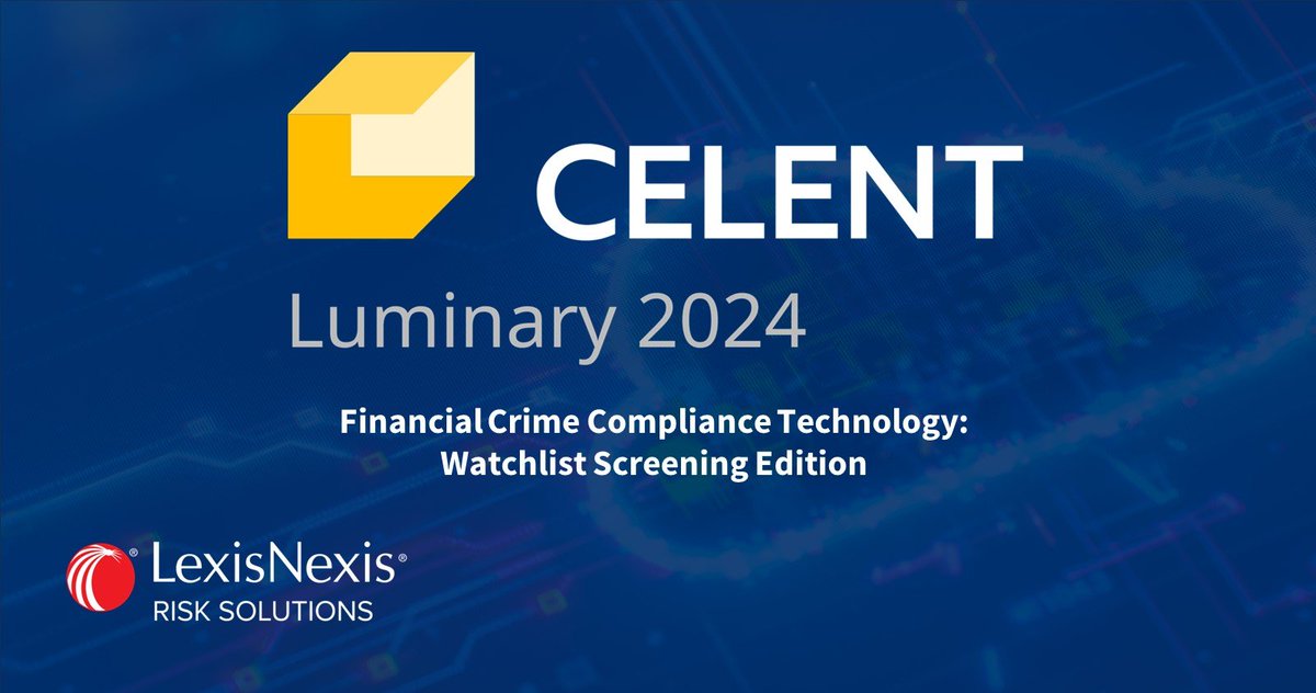 We are thrilled to be recognized as a Luminary by Celent in their Financial Crime Compliance Technology Watchlist Screening Report. Read more here I work for LexisNexis Risk Solutions. bit.ly/49GuiPc