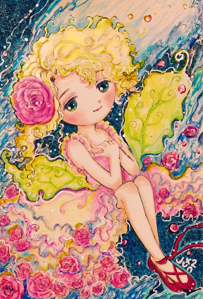 1girl solo looking at viewer blush smile blonde hair hair ornament  illustration images