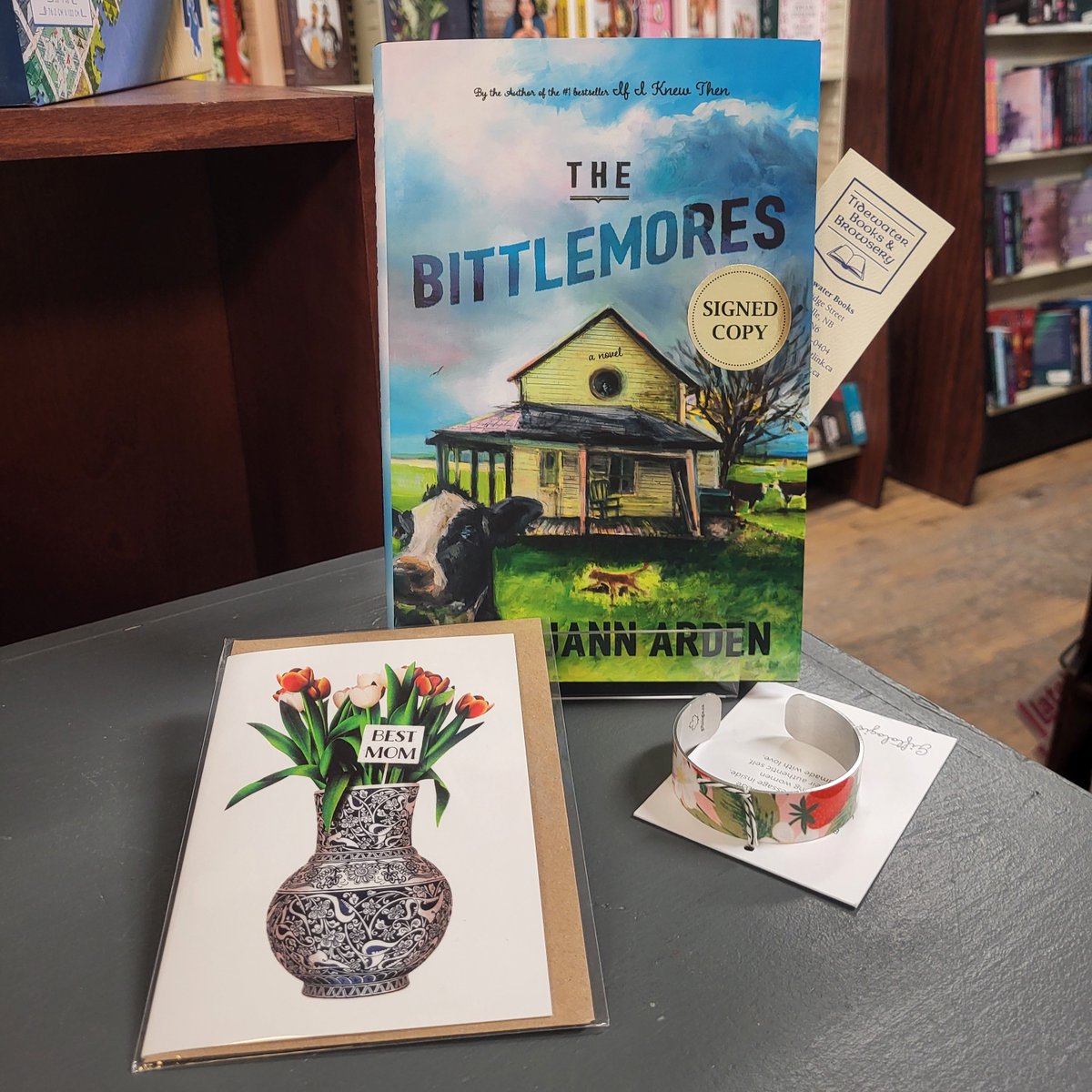 Mom would love a signed copy of The Bittlemores for #Mothersday! Add a card & #CanadianMade @giftologie  quote cuff bracelet, and you are set! 

Visit us in person or online at tidewaterbooks.ca! 💕🇨🇦📚

#IReadCanadian #ShopSmall #ShopLocal #ShopNB #ShopIndie #ThinkIndie
