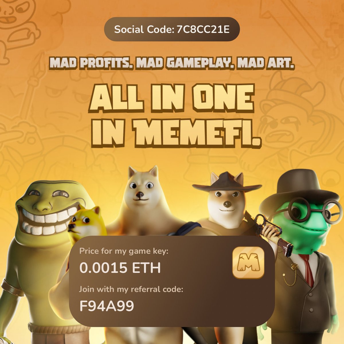 🥊Memefi boys. 

Memefi has released the *on-chain version of Memefi*. No one is talking about it (THIS IS THE MAIN GAME) 

*Requires 16$ Linea ETH to get a headstart* 

REGISTER ON-CHAIN

memefi.club/?referralCode=…