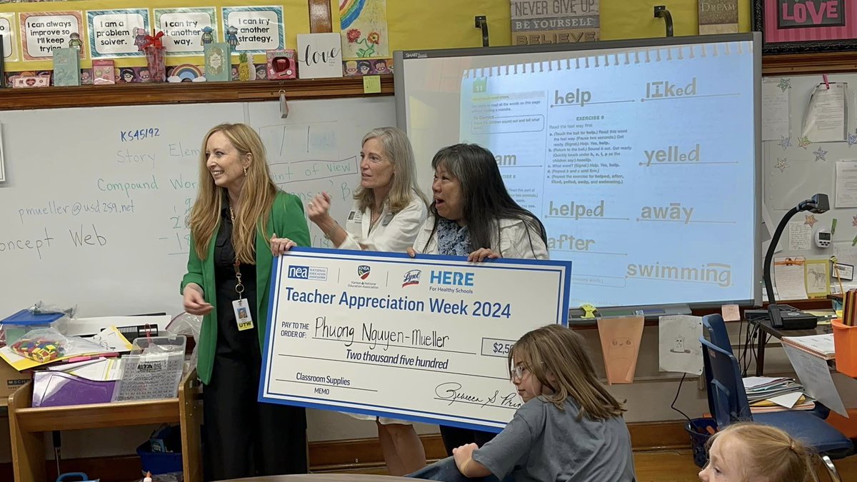 We started off the week surprising an educator in Wichita with a check for $2,500! This was made possible through a partnership with the National Education Association, the National PTA, and Lysol US. #TAW24 #ThankATeacher