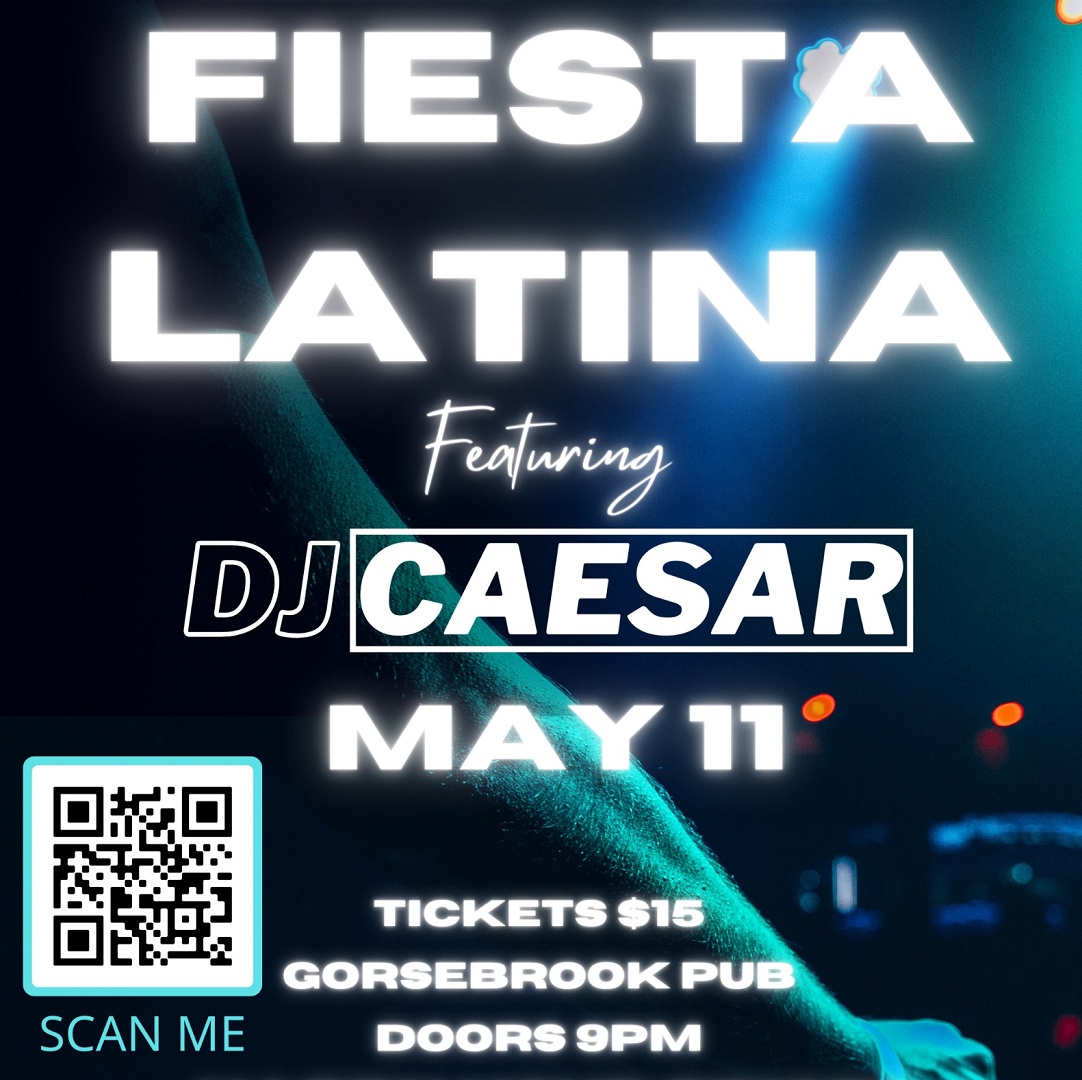On Saturday night, head to @smuhalifax's Gorsebrook Lounge for a FIESTA LATINA with DJ CAESAR! The SMU Global Development Graduate Society hosts this fundraiser for grassroots organizations in Medellín, #Colombia. Tickets: loom.ly/iy9VKdo. #FiestaLatina #Halifax #DJCaesar