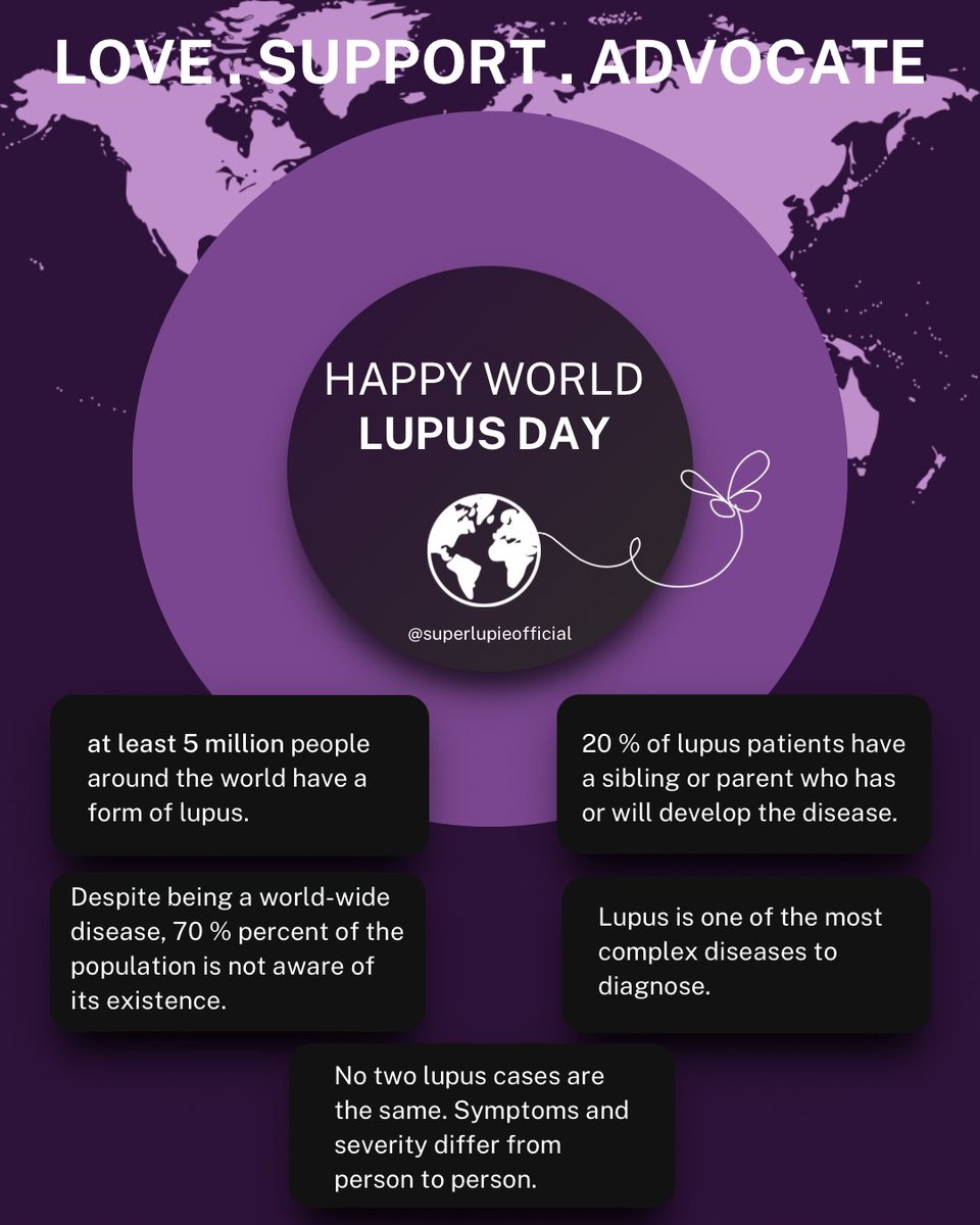 LupieSuper's tweet photo. Be Strong. Be Bold. Be Vocal. Be Visible.
Happy World Lupus Day to all my fellow warriors. I love and support you. Be proud of who you are and how far you have come on your journey. Paint this world purple 💜
LaSur
#lupus #lupuswarrior #lupusisreal #lupusawareness #bevisible https://t.co/3C1ZJRveyN