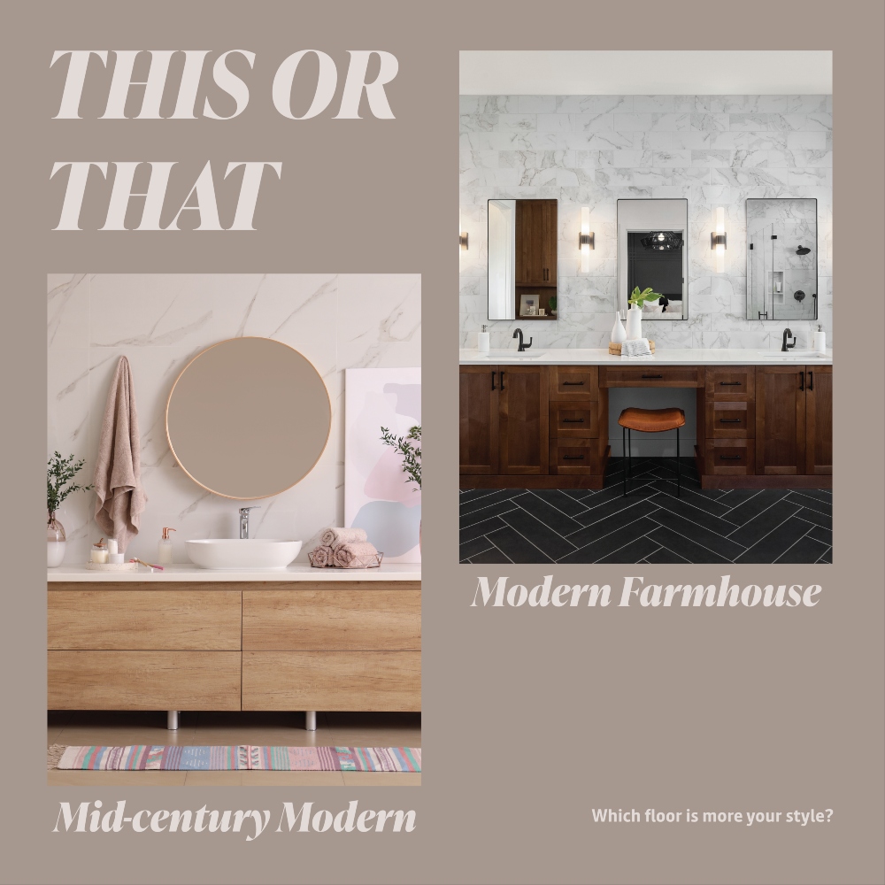 These are two very popular bathroom styles right now. If you could pick one for your home, which one would it be? #ThisOrThat
#letmechangeyourview