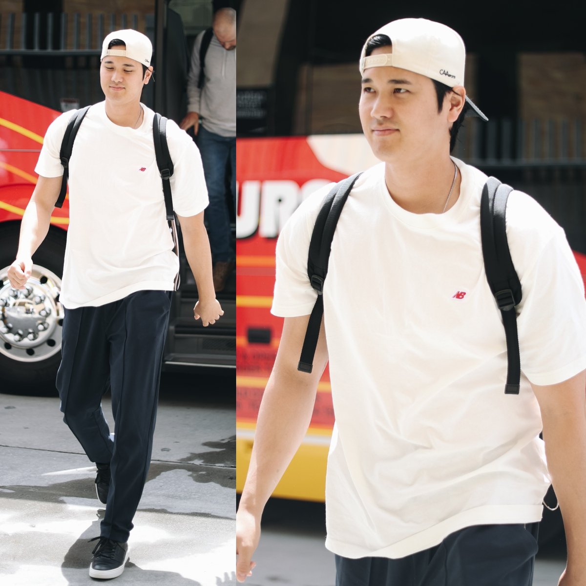 Shohei Ohtani arriving in San Diego for the Dodgers-Padres game tonight 👀