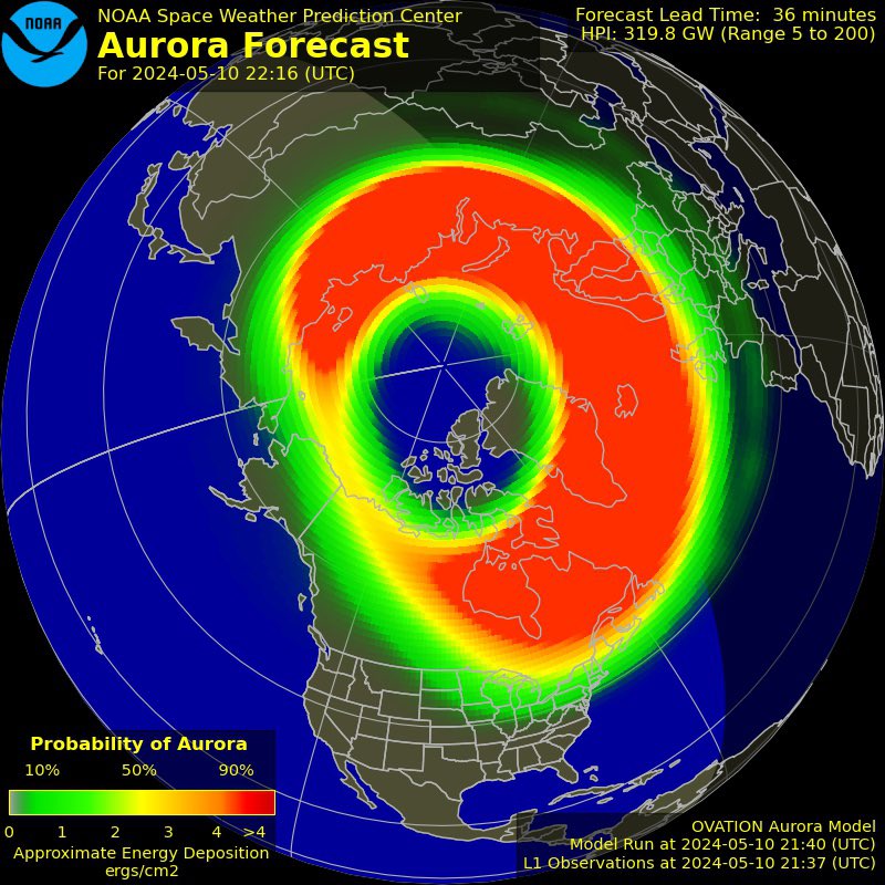Final roll call of the night. Are you ready? Likely my last post of the night to prepare for auroras up here in Duluth MN. 

Hemispheric power at 328 and the field is -40 to now 70NT.

Strongest values I have seen since the solar storms in cycle 23. Have a good night!