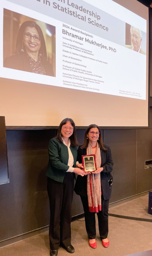 So happy to receive the Zelen award plaque from my much loved and admired friend, the indomitable and visionary statistical scientist, none other than @XihongLin! #womeninSTEM. #womeninSTAT @cwstat