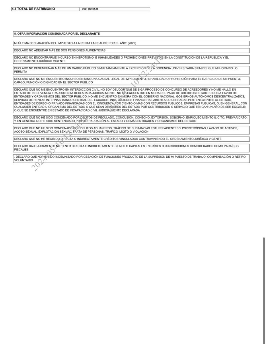 #URGENTE ¿UN PRESIDENTE QUE ESTAFA AL ESTADO! Noboa nunca declaró las acciones de la compañía Vinazin S. A., en la que su esposa es la accionista mayoritaria desde el 11 de mayo del 2022. En su declaración patrimonial juramentada de inicio de gestión (23 de noviembre del 2023)…