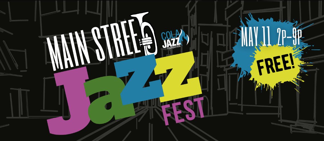 Need plans for something entertaining, musical and preferably outdoors? Then, look no further than @colajazzscene's Main Street Jazz Fest tomorrow afternoon! We are proud to sponsor this annual FREE event on Columbia's 1700 Block of Main Street from 2-9pm. colajazzfest.com
