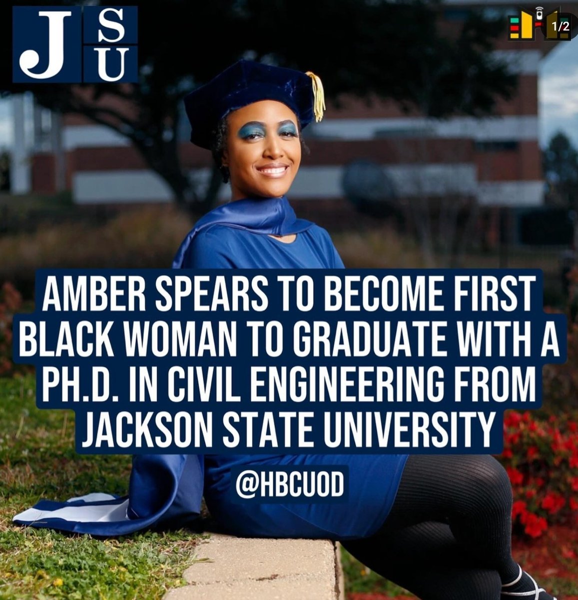 #JSUGrad24: Congratulations to Dr. Amber Spears for becoming the first African-American woman to earn a Ph.D in Civil Engineering at Jackson State University.