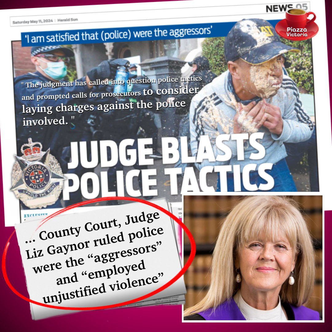 #BREAKING ... @theheraldsun reports Victoria Police used “unlawful” and “unjustified violence” in a violent attack on anti-lockdown protesters says County Court, Judge Liz Gaynor. In a sensational development, the judgment has prompted calls for prosecutors to consider laying