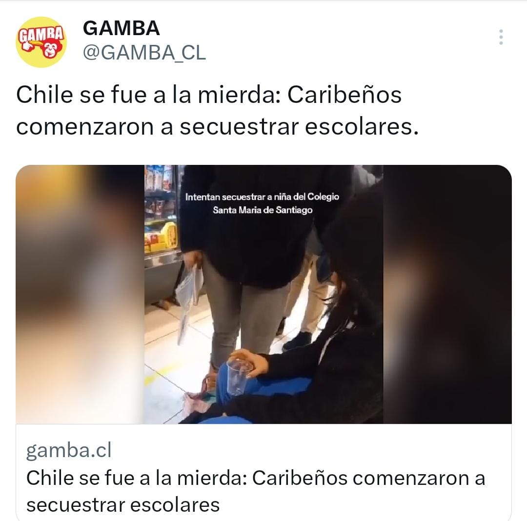 ⚠️ *Chile se fue a la mierda: Caribeños comenzaron a secuestrar escolares.* gamba.cl/2024/05/caribe…