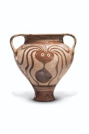 Steganography: The art of concealing information in art.

A vivid imagination helps when searching for evidence of Tridactyls in artifacts.

Below, Mycenaean vessels, the octopus depictions are suspicious to say the least, with one pot also resembling a cordiform head in shape.