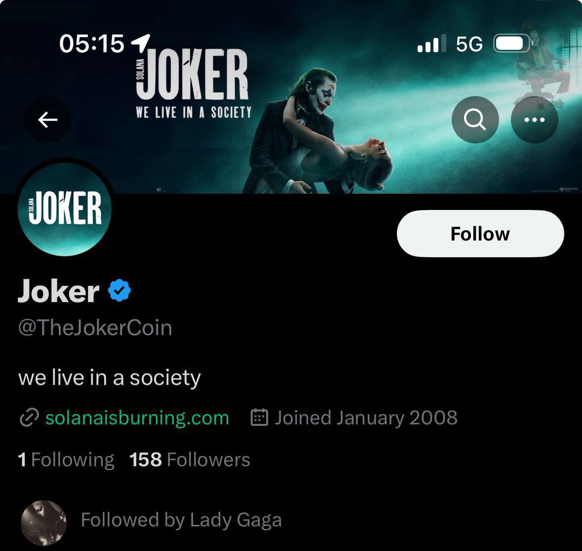 I smell 🔥🔥 is coming. ART unveiled this weekend The Joker, a future SPL-404 NFT project followed by #LadyGaga dexscreener.com/solana/2qipz6v… I see this doing a 100x from here #JokerOnSolana