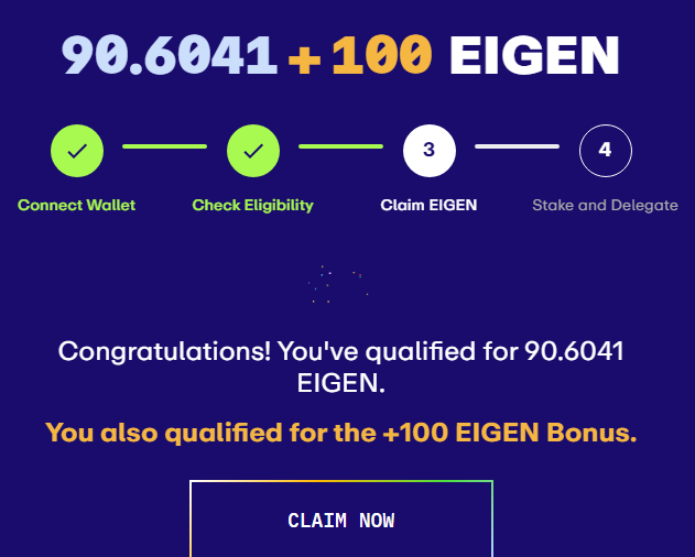 EIGEN的空投可以领了，增加了100个代币有的人VPN被屏蔽了，试试以下方法
领取地址：
claims.eigenfoundation.org
1.换台湾试试
2.用OKX手机钱包试试