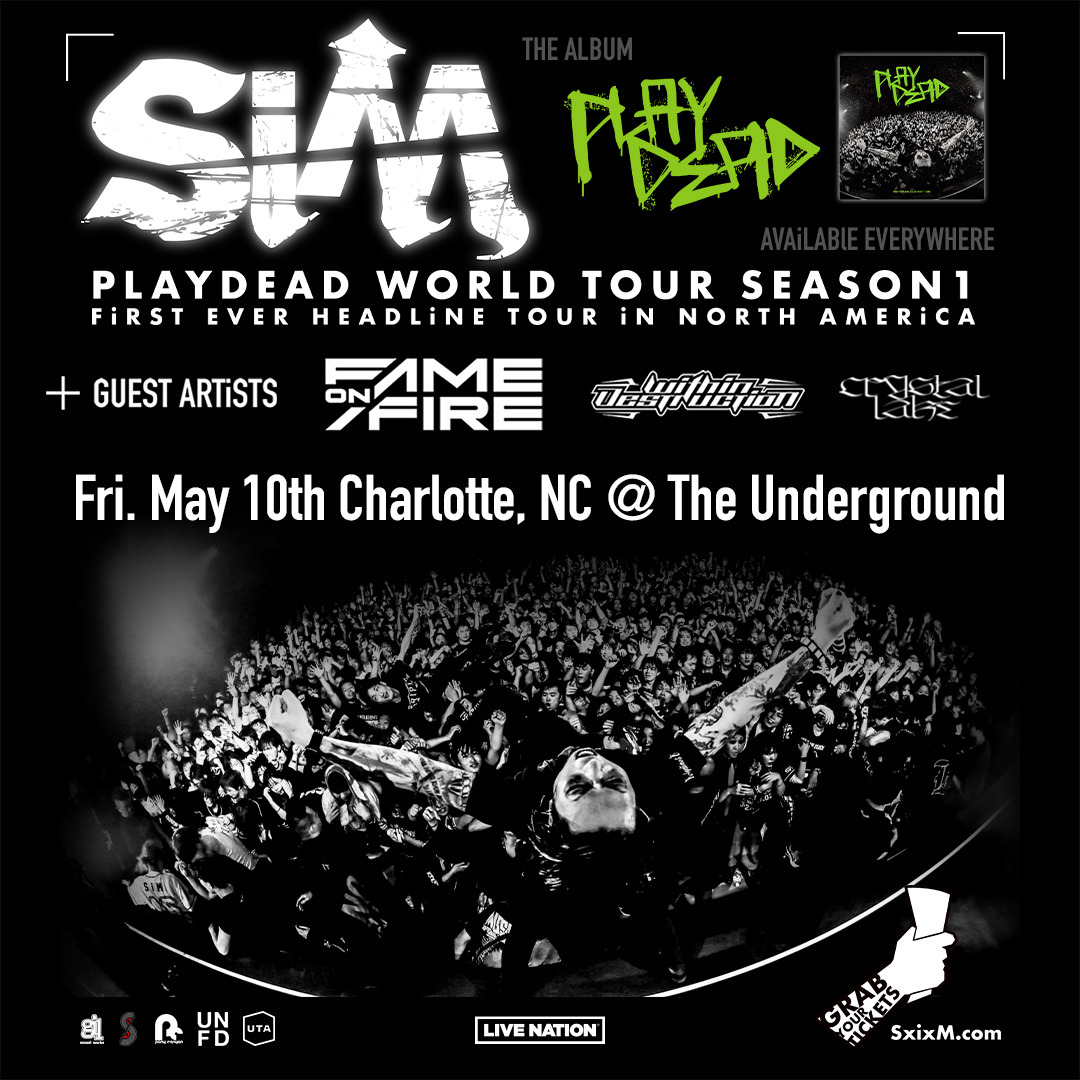 .@SiM_Official: PLAYDEAD World Tour with @FameOnFire, @DMWDestruction & @CrystalLake777 TONIGHT (5/10) at The Underground!

Doors: 6 PM | Show: 7 PM 

Tickets/Upgrades: livemu.sc/4dwtO12