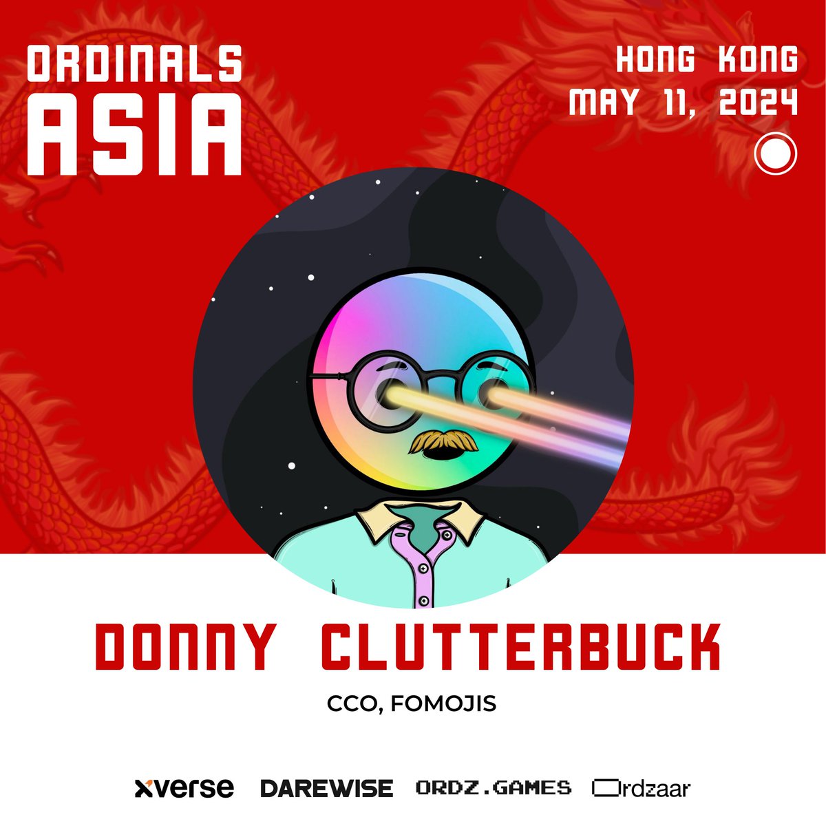 🐲SPEAKER ANNOUNCEMENT🐲 @itsdonnyok will be speaking at @Ordinals_Asia in Hong Kong! Donny is the CCO at @fomojis, one of the first Ordinals collections that made use of recursive inscriptions on the Bitcoin blockchain.