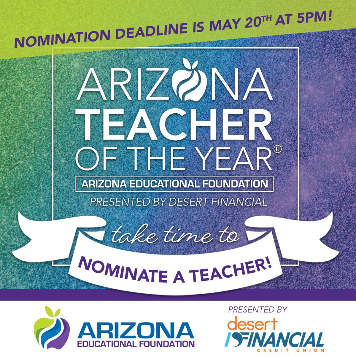 It's 🍎 #TeacherAppreciationWeek! Nominate a #teacher for the 2025 @azedfoundation's #Arizona Teacher of the Year® Award, presented by @DesertFinancial at bit.ly/NominateTOY!
#TeacherOfTheYear #AZTOY (Share this post and help us spread the word!)