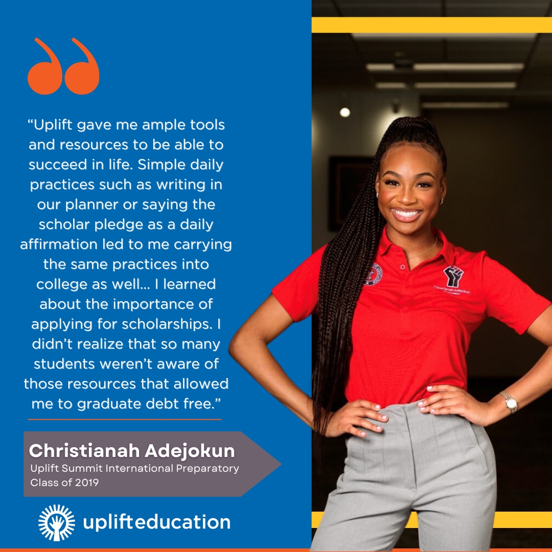🌟 Christianah Adejokun: Uplift alum, chemist, and future doctor. Her journey from scholarships to success showcases what Uplift scholars can achieve with your help. 🎓 Support dreams, donate today! uplifteducation.org/spring-donors-… #UpliftEducation #FutureLeaders