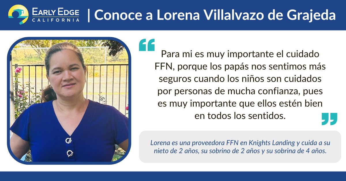 Meet Lorena, an FFN provider in Knights Landing who cares for her 2-year-old grandson, 2-year-old nephew, & 4-year-old niece. This #ChildCareProviderAppreciationDay, we thank the #LeadingfromHome members for their contributions as #childcare providers! ow.ly/2wmB50RB0PS