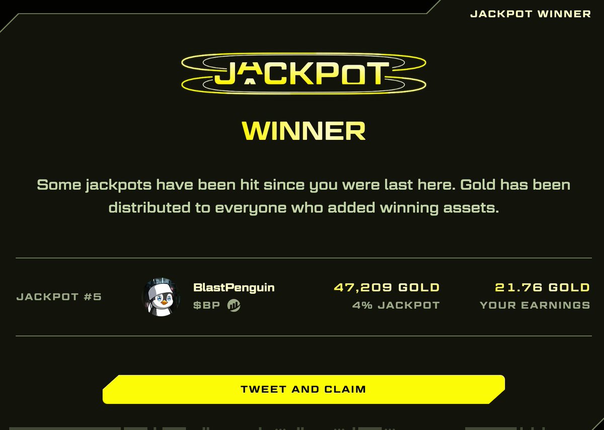 Third jackpot I receive, in this case from the Blast Penguins.

Congratulations to the team and all the holders.
@BlastPenguins @Blast_L2